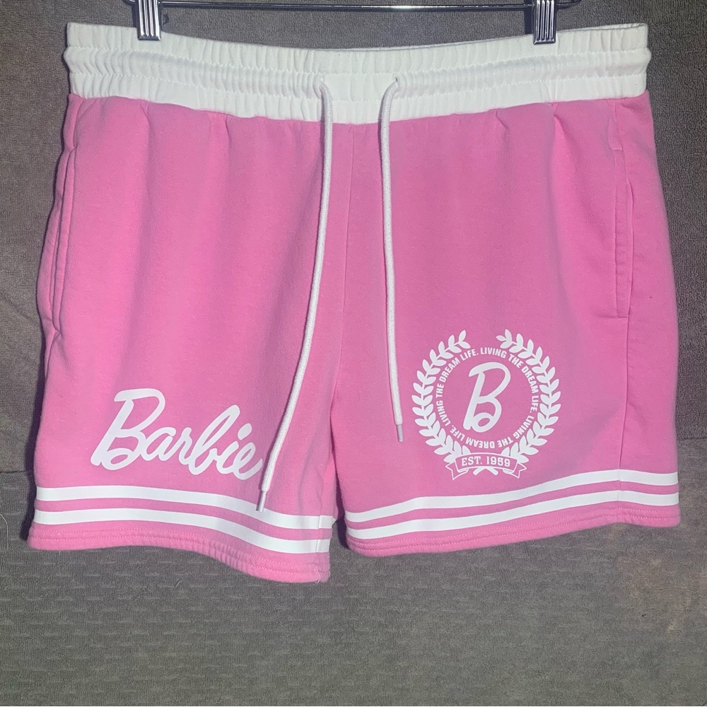 Barbie Shorts Women’s XL Pink White Chino ActiveWear Retro Lounge Y2K Mattel
